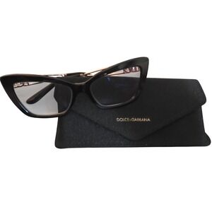 Dolce & Gabbana Black Cat Eye Eyeglasses Crystal DG Logo Silver Temples DG3290